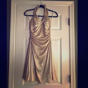 Gold Halter Silk Dress